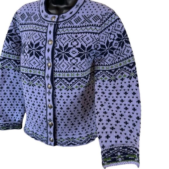 Vintage LL Bean Nordic Fair Isle Cardigan Sweater - Picture 4 of 9
